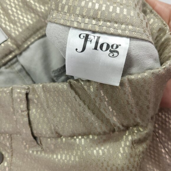 Bevy Flog Metallic Capri Pants Size 27 Gold Grid Drawstring Elastic Waist 23" - Picture 12 of 15